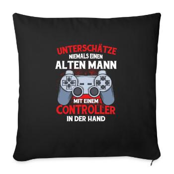 Zocker Geschenk Junge Gamer Controller Zocken - Sofakissenbezug 45 x 45 cm - Schwarz - Vorne