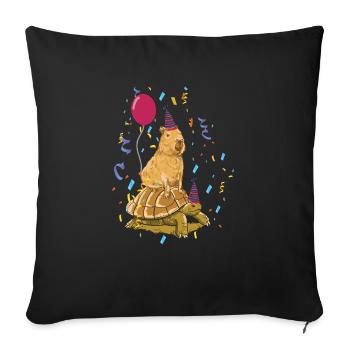 Capybara Birthday - Sofa pillowcase 17,3'' x 17,3'' (45 x 45 cm) - black - Front
