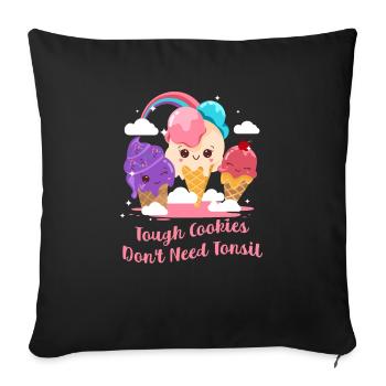 Les biscuits durs n’ont pas besoin d’amygdales drôles - Housse de coussin décorative 45 x 45 cm - noir - Devant