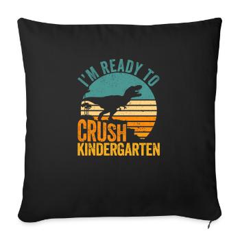I'm ready to nursery dinosaurs back - Sofa pillowcase 17,3'' x 17,3'' (45 x 45 cm) - black - Front