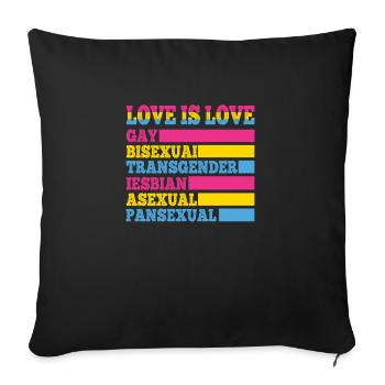 LGBT LGBTQ Lesbian Gay Rainbow Flag Pride - Sofa pillowcase 17,3'' x 17,3'' (45 x 45 cm) - black - Front