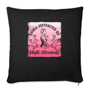 Facilement distrait par l’aviation des agents de bord - Housse de coussin décorative 45 x 45 cm - noir - Devant