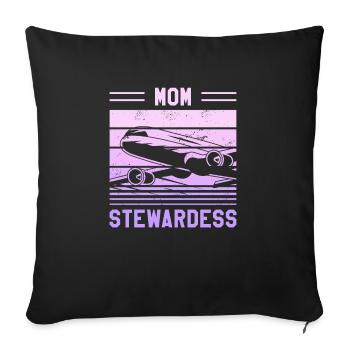 Mom Stewardess Flight Attendant Aviation - Sofa pillowcase 17,3'' x 17,3'' (45 x 45 cm) - black - Front