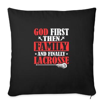 God First Then Family And Finally Lacrosse Stick - Sofa pillowcase 17,3'' x 17,3'' (45 x 45 cm) - black - Front