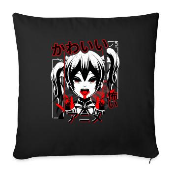 Japanese Scary Dark Kawaii Anime Horror Manga Girl - Sofa pillowcase 17,3'' x 17,3'' (45 x 45 cm) - black - Front