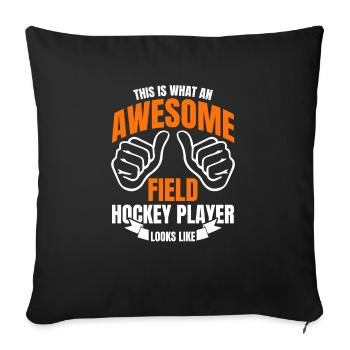 Un joueur de hockey sur gazon génial ressemble à des passes décisives - Housse de coussin décorative 45 x 45 cm - noir - Devant