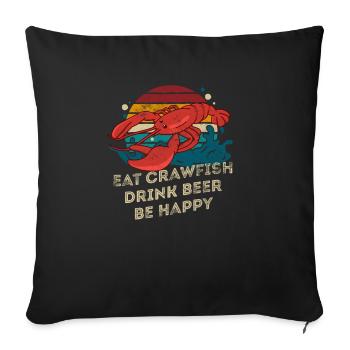 Eat Crawfish Drink Beer Retro Crawfish Boil - Sofa pillowcase 17,3'' x 17,3'' (45 x 45 cm) - black - Front