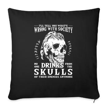 Buvez du crâne de vos ennemis - Housse de coussin décorative 45 x 45 cm - noir - Devant