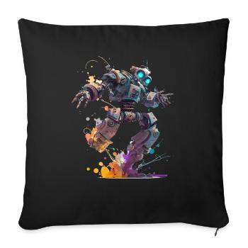 Robot fantastique dans un style artistique funky - Housse de coussin décorative 45 x 45 cm - noir - Devant