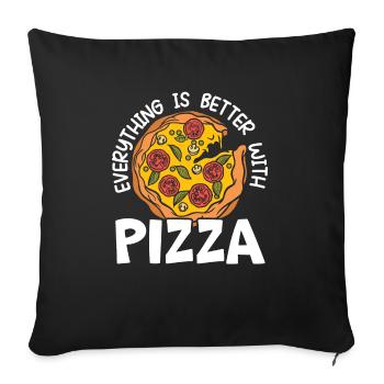 Tout est mieux avec la nourriture italienne des amateurs de pizza - Housse de coussin décorative 45 x 45 cm - noir - Devant