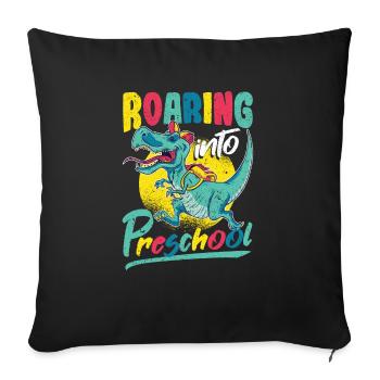 Roaring Into Preschool Dinosaur T Rex Zurück - Sofakissenbezug 45 x 45 cm - Schwarz - Vorne