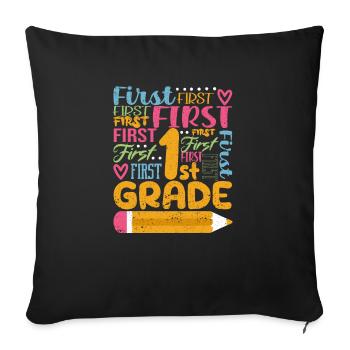 Typography Team of the 1st Grade Teacher of the First Grade - Sofa pillowcase 17,3'' x 17,3'' (45 x 45 cm) - black - Front