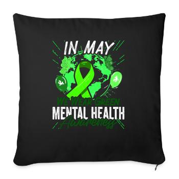 Nous portons un arc-en-ciel vert lime pour sensibiliser à la santé mentale - Housse de coussin décorative 45 x 45 cm - noir - Devant