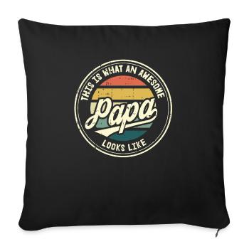 Meilleur papa fête des pères papa papa papa papa cadeau rétro - Housse de coussin décorative 45 x 45 cm - noir - Devant