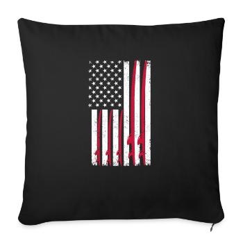 Vintage Surfboard USA Flag Surfing Wake Surf - Sofa pillowcase 17,3'' x 17,3'' (45 x 45 cm) - black - Front