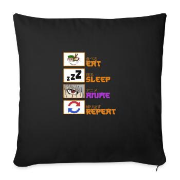 Manger Sommeil Anime Répéter - Housse de coussin décorative 45 x 45 cm - noir - Devant