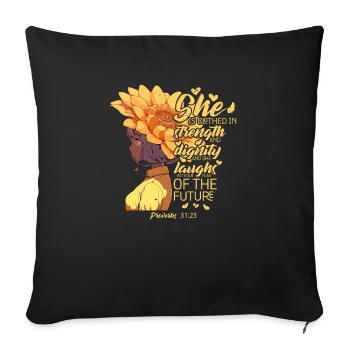 Christian Bible Verse Sunflower Book Of Proverbs - Sofa pillowcase 17,3'' x 17,3'' (45 x 45 cm) - black - Front