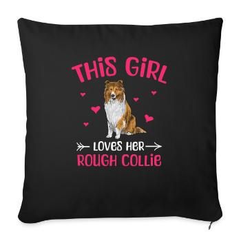 Longhair Collie Rough Collie Dog - Sofa pillowcase 17,3'' x 17,3'' (45 x 45 cm) - black - Front