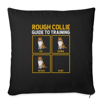 Longhair Collie Rough Collie Dog - Sofa pillowcase 17,3'' x 17,3'' (45 x 45 cm) - black - Front