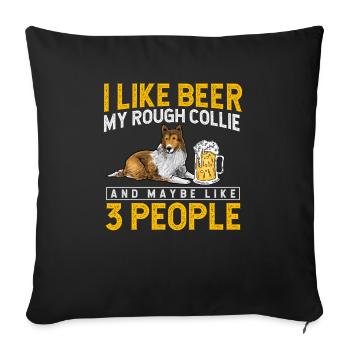 Collie à poil long Collie rugueux Chien - Housse de coussin décorative 45 x 45 cm - noir - Devant
