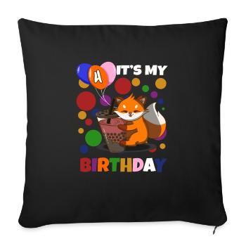 4th Birthday Fox - Sofa pillowcase 17,3'' x 17,3'' (45 x 45 cm) - black - Front