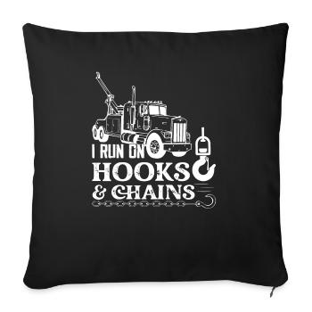 Je cours sur crochets et chaînes Conducteur de dépanneuse Camionnage - Housse de coussin décorative 45 x 45 cm - noir - Devant