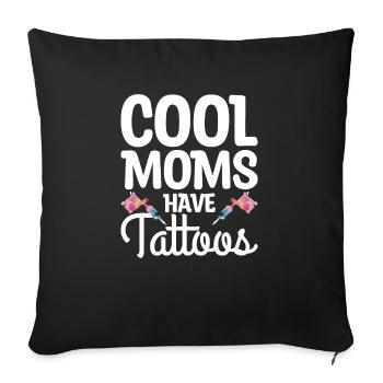 Les mamans cool ont des tatouages amoureux du tatouage - Housse de coussin décorative 45 x 45 cm - noir - Devant