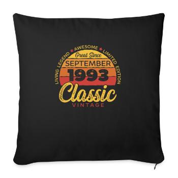 Rétro 30 ans septembre 1993 Anniversaire Millésime - Housse de coussin décorative 45 x 45 cm - noir - Devant