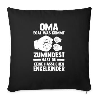 Enkelkinder Großmutter Oma - Sofakissenbezug 45 x 45 cm - Schwarz - Vorne