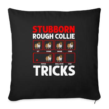 Longhair Collie Rough Collie Dog - Sofa pillowcase 17,3'' x 17,3'' (45 x 45 cm) - black - Front