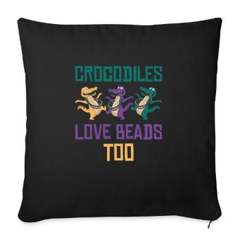 Mardi Gras Carnival Crocodile Beads Wildlife - Sofa pillowcase 17,3'' x 17,3'' (45 x 45 cm) - black - Front