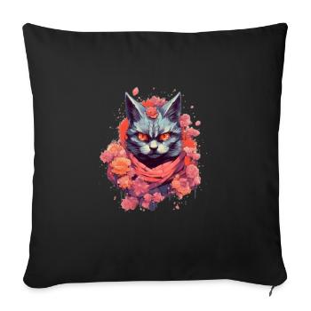 Chat fou - Housse de coussin décorative 45 x 45 cm - noir - Devant