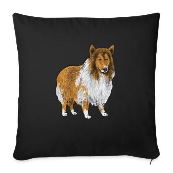 Longhair Collie Rough Collie Dog - Sofa pillowcase 17,3'' x 17,3'' (45 x 45 cm) - black - Front