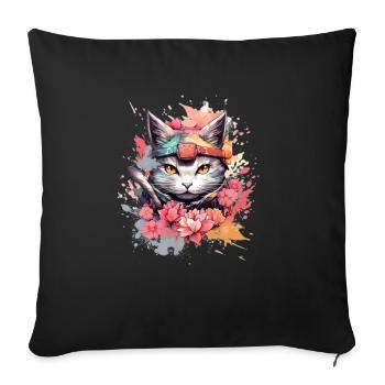 Chat fou - Housse de coussin décorative 45 x 45 cm - noir - Devant