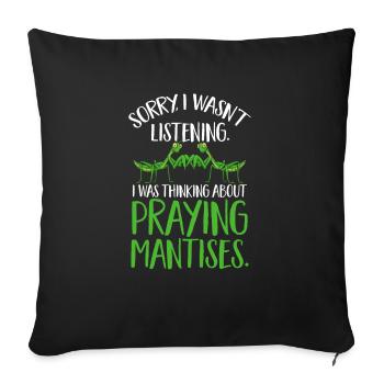 Mante religieuse, collectionneur d’insectes, entomologiste - Housse de coussin décorative 45 x 45 cm - noir - Devant