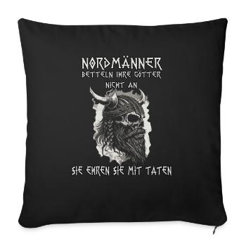 Wikinger Heiden Nordmänner Heidnisches Wikinger - Sofakissenbezug 45 x 45 cm - Schwarz - Vorne