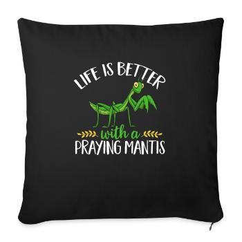 Mante religieuse, collectionneur d’insectes, entomologiste - Housse de coussin décorative 45 x 45 cm - noir - Devant