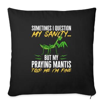 Mante religieuse, collectionneur d’insectes, entomologiste - Housse de coussin décorative 45 x 45 cm - noir - Devant