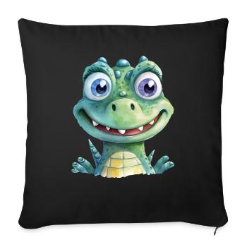 Aquarelles de crocodile - Housse de coussin décorative 45 x 45 cm - noir - Devant