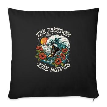 Tropical wave surfing - Sofa pillowcase 17,3'' x 17,3'' (45 x 45 cm) - black - Front