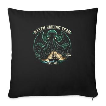Cthulhu R'lyeh Sailing Team, Cosmic Horror Cthulhu - Sofa pillowcase 17,3'' x 17,3'' (45 x 45 cm) - black - Front
