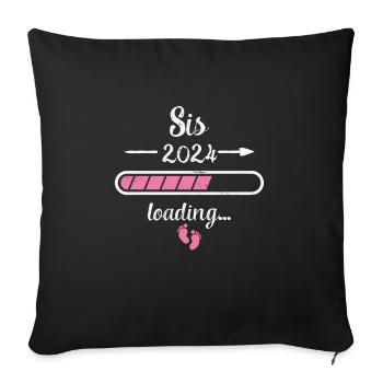 Sis 2024 Chargement Grossesse Naissance Soeur - Housse de coussin décorative 45 x 45 cm - noir - Devant