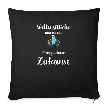 Wellensittich I Sittich Vogel Budgie Motiv für - Sofakissenbezug 45 x 45 cm - Schwarz - Vorne