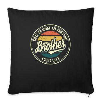 Meilleur Frère Rétro Frère Coeur Cadeau - Housse de coussin décorative 45 x 45 cm - noir - Devant