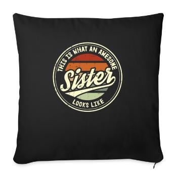 Best Sister Sister Heart Retro Sis Gift - Sofa pillowcase 17,3'' x 17,3'' (45 x 45 cm) - black - Front