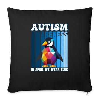 Autism Awareness Pinguin - Sofakissenbezug 45 x 45 cm - Schwarz - Vorne