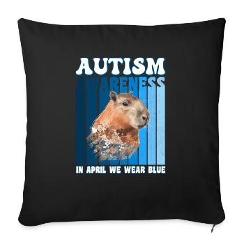 Capybara Sensibilisation à l’autisme - Housse de coussin décorative 45 x 45 cm - noir - Devant