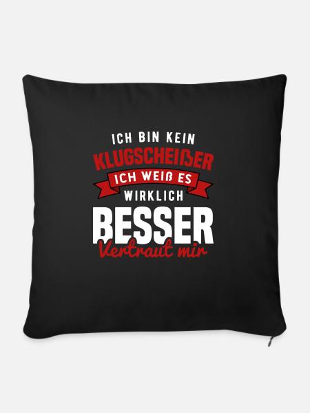 Alleswisser Großmaul Besserwisser Klugscheißer - Sofakissenbezug 45 x 45 cm - Schwarz