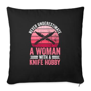 Messer Sammeln Frau Und Messer Sammlung - Housse de coussin décorative 45 x 45 cm - noir - Devant