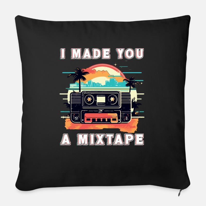 J’aime ma mixtape - Housse de coussin décorative 45 x 45 cm - noir